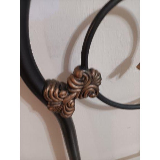 Traditional King Size Metal Headboard Black and Copper Enameled Finish For Sale - Image 3 of 7