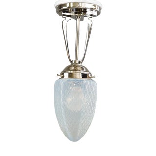 Art Deco Ceiling Lamp with Opaline Glass Shade, Vienna, 1920s For Sale