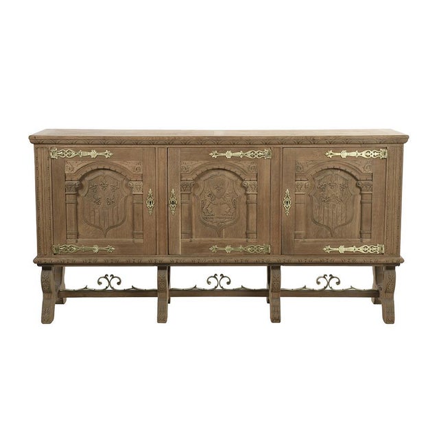 Brown Vintage Raw Wood Buffet on Legs For Sale - Image 8 of 8