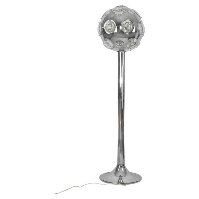Silver Floor Lamp in Chromed Metal and Glass by Oscar Torlasco, Italy, 1970s For Sale - Image 8 of 8