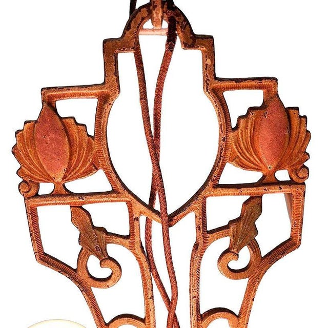 Metal 1925 Art Deco Brass Three Light "Winthrop" Circular Chandelier by Virden For Sale - Image 7 of 9