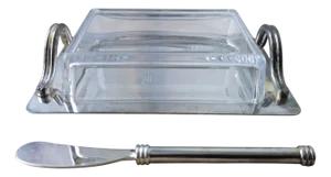 Silver Plate Butter Dish with Lid and Knife
