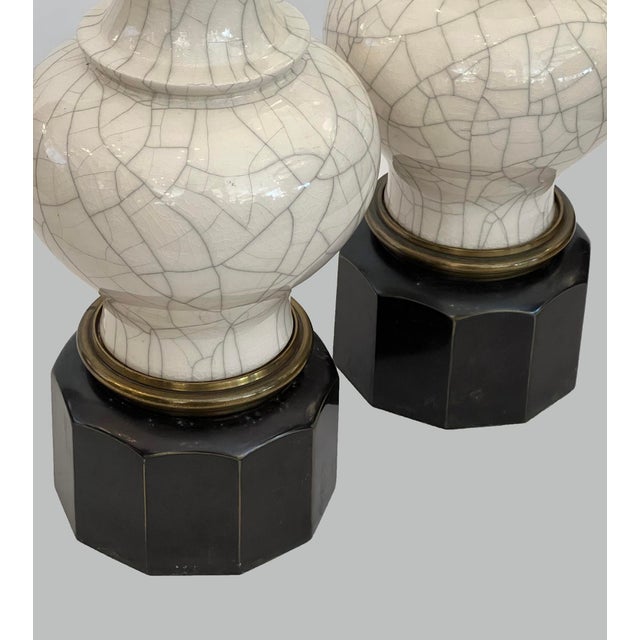 Pair 1960s Stiffel Asian Inspired Ivory Crackle-Glaze Ginger Jar Lamps For Sale - Image 10 of 10