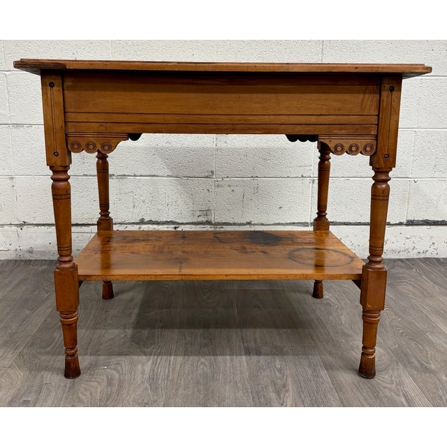 Antique Victorian Eastlake Aesthetic Movement Walnut Library Table Console For Sale - Image 14 of 15