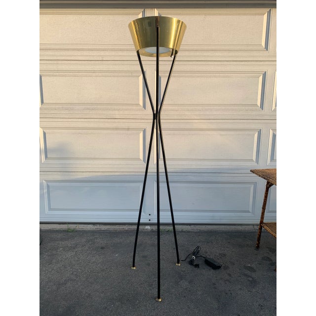 Vintage Brass Tripod Floor Lamp For Sale - Image 10 of 11