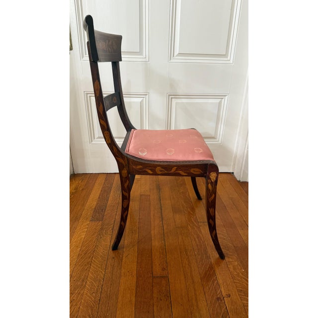 Late 19th Century Dutch Regency Satinwood & Mahogany Marquetry Side Chair For Sale - Image 4 of 11