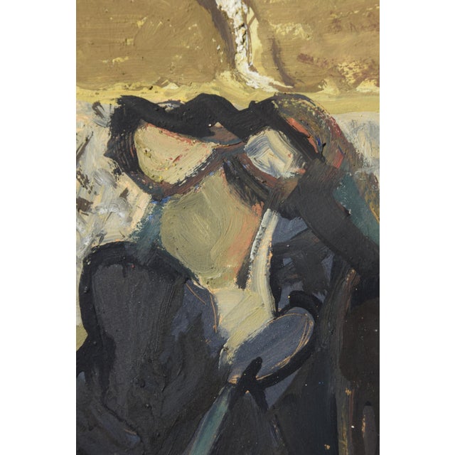 Paper Walter Becker, Women in a Train Compartment, Verso: Portrait of a Woman, 1946, Gouache and Oil on Handmade Paper For Sale - Image 7 of 15
