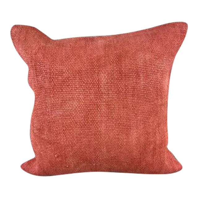 20 x 20 Hemp Pillow Turkish Cushion Natural Pinkish Red Pillow Cushion Cover For Sale