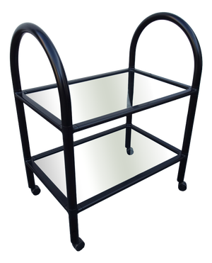 Vintage Italian Black Plastic and Glass Bar Cart, 1980s