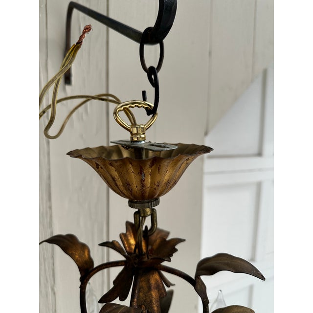 Metal Vintage Petite Hollywood Regency Four Light Fixture For Sale - Image 7 of 8