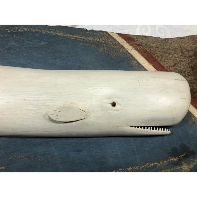 1980s Vintage Americana White Whale Carving on a Rudder For Sale - Image 5 of 8