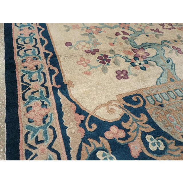 Art Deco Galerie Shabab Collection Mid-20th Century Handmade Chinese Art Deco Accent Rug For Sale - Image 3 of 8