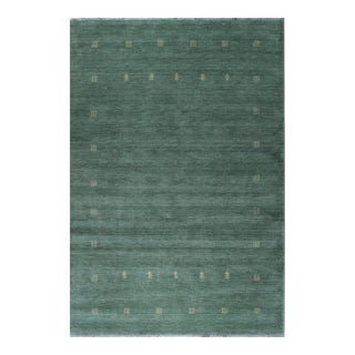 4x6 Laine Amara Green Minimalist Modern Handmade Wool Carpet Rug For Sale