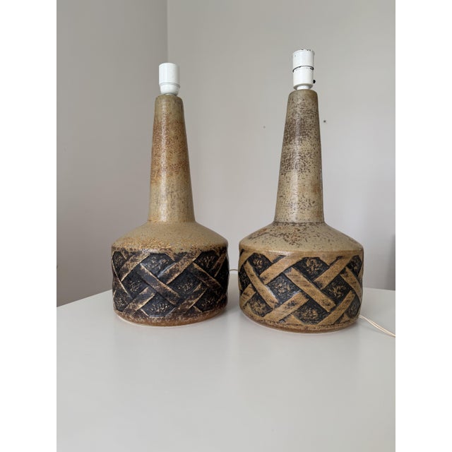 Black Danish Caramel Glazed Ceramic Table Lamps from Søholm Stentøj, 1960s, Set of 2 For Sale - Image 8 of 15