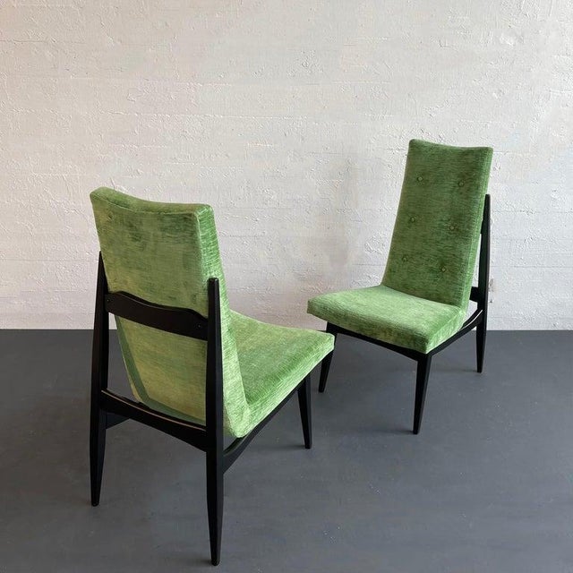 Wood 1960s Pair of Mid-Century Modern High Back Accent Chairs For Sale - Image 7 of 10