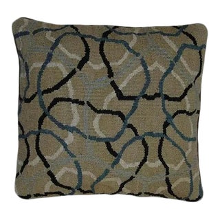 Aubusson Black & Blue Abstract Throw Pillow For Sale