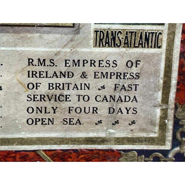 Antique Canadian Pacific Railway Advertising Poster Showcard, Belfast to Canada, c.1913, Framed For Sale - Image 12 of 12