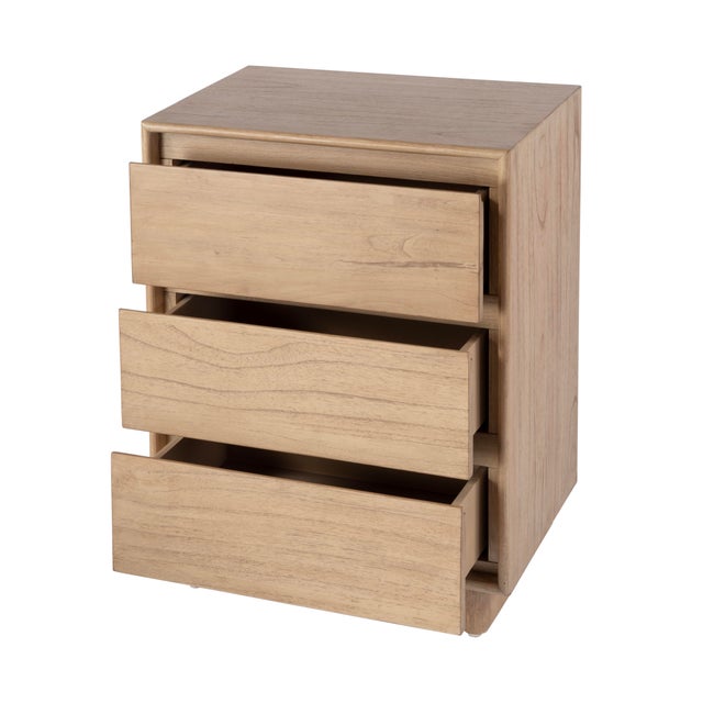 Spritely Home Accent Furniture Halmstad 22 in. W Wood Panel 3 Drawer Narrow Nightstand, Blonde Oak For Sale - Image 4 of 9