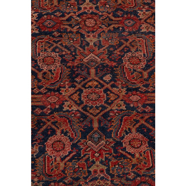 Red Antique Circa 1910 Red Malayer Hand Knotted Runner 3ft 5in X 15ft 5in For Sale - Image 8 of 16