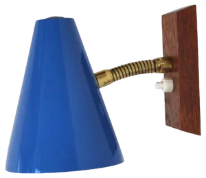 Mid-Century Modern Danish Wall Lamp with Adjustable Brass Arm