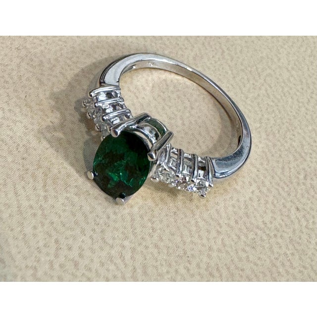 1.2 Carat Natural Oval Green Tourmaline + Diamond Ring 14 Karat Yellow Gold For Sale In New York - Image 6 of 18