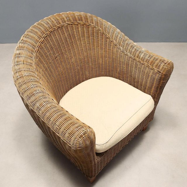 Wood Vintage Armchairs in Wicker, Italy, 1960s-1970s, Set of 2 For Sale - Image 7 of 10