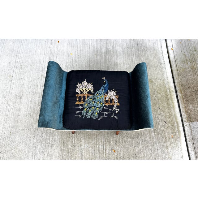 Wood Late 19th Century Antique Scroll Bentwood Bobbin Velvet Bench Chair For Sale - Image 7 of 11