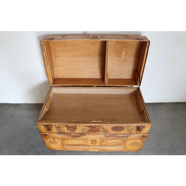 1960s Paint Decorated Steamer Trunk For Sale - Image 4 of 12
