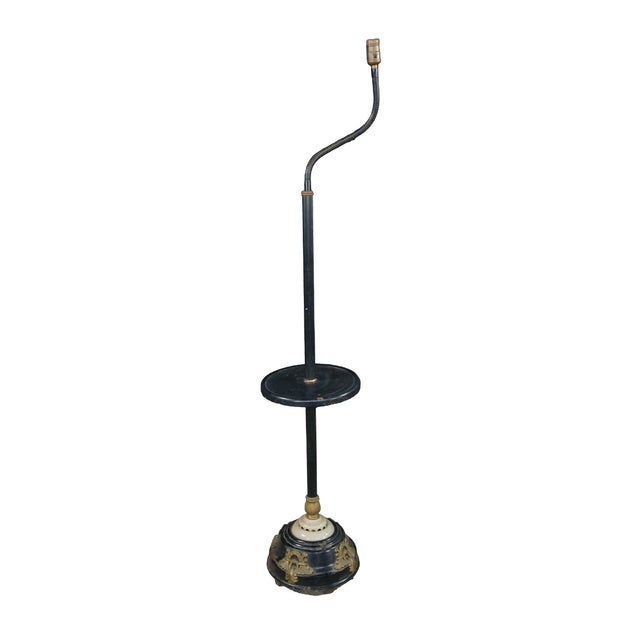 This vintage Art Deco bridge floor lamp features a functional, dual-purpose design highlighted by an adjustable metal...