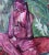 Vintage Mid Century Modernist Figurative Abstract Painting of a Nude With a Rabbit For Sale - Image 4 of 8