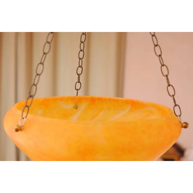 Art Nouveau Orange Glass Pendant Lamp, 1920s For Sale - Image 6 of 10