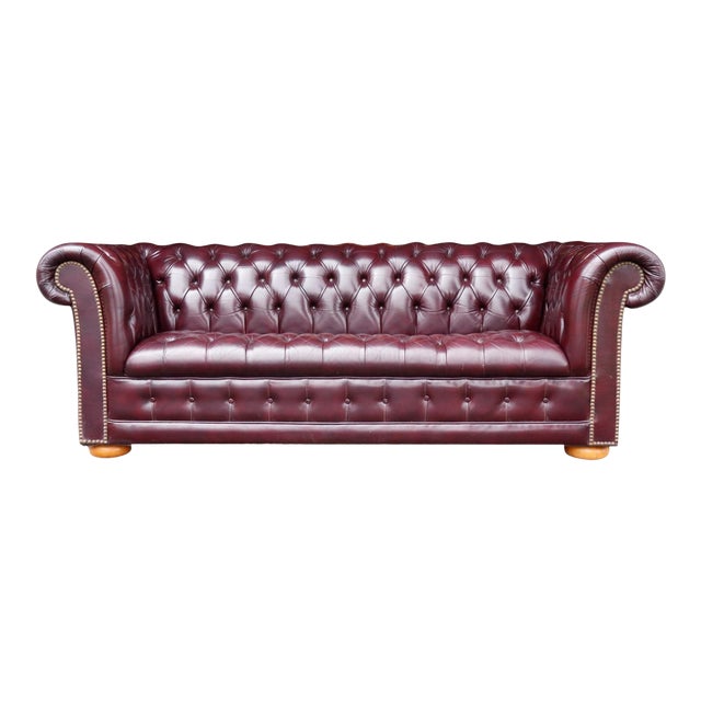 Burgundy Red Leather Chesterfield Sofa Chairish