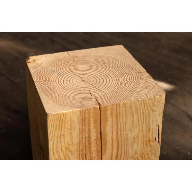 Alabama Sawyer "Hyo" Natural Pine Wood Cube Side Table For Sale In Birmingham - Image 6 of 11