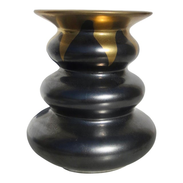 Bronze and Gold Metallic Glazed Vase. For Sale