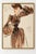 A woman wearing a fitted brown coat with dramatic trumpet sleeves and a matching hat brings vintage glamour to this French...