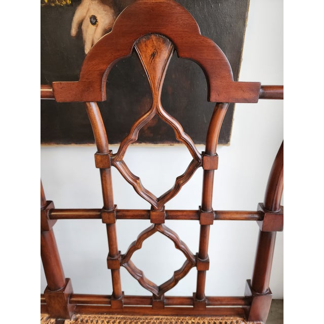 Late 20th Century Chinese Chippendale Style Caned Bench Settee For Sale - Image 11 of 12
