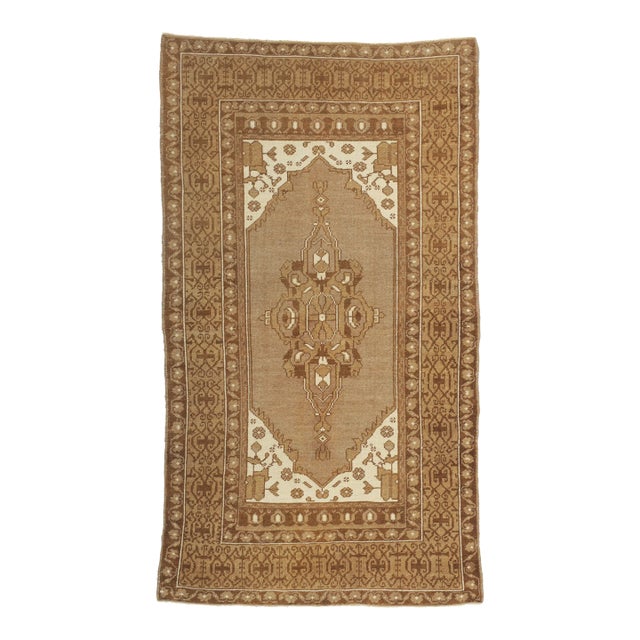 Late 20th Century Vintage Earth-Tone Turkish Oushak Rug, 03'11 X 06'11 For Sale