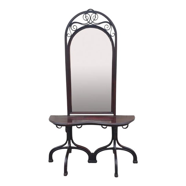 Console with Large Mirror from Thonet, Late 19th or Early 20th Century For Sale