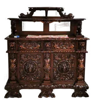 Antique Italian Carved Walnut Sideboard, 1800s