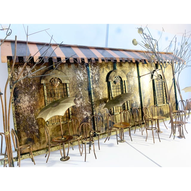 Mid- To Late-20th Century Curtis Jere Brutalist Café Scene Wall Sculpture – Signed For Sale - Image 9 of 9