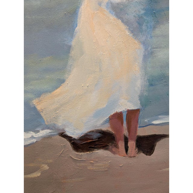 La Vita È Bella - Woman Standing by Water Oil on Canvas, Beach , Summer For Sale - Image 4 of 5