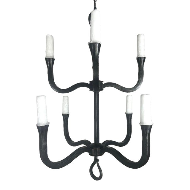 Two-Tier Wrought Iron Chandelier by Melissa Levinson For Sale