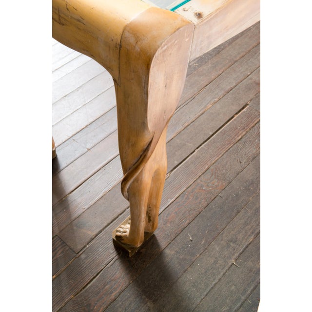 Ecru Vintage Carved Wood Egyptian Revival Lion Console Table For Sale - Image 8 of 13