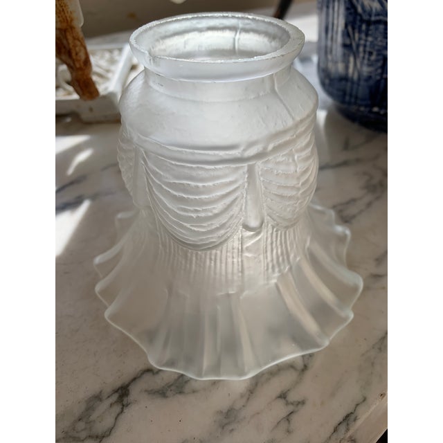Beautiful matching Pair of French Satin frosted glass shades. Gorgeous swag details. Each shade still has the Maker's...