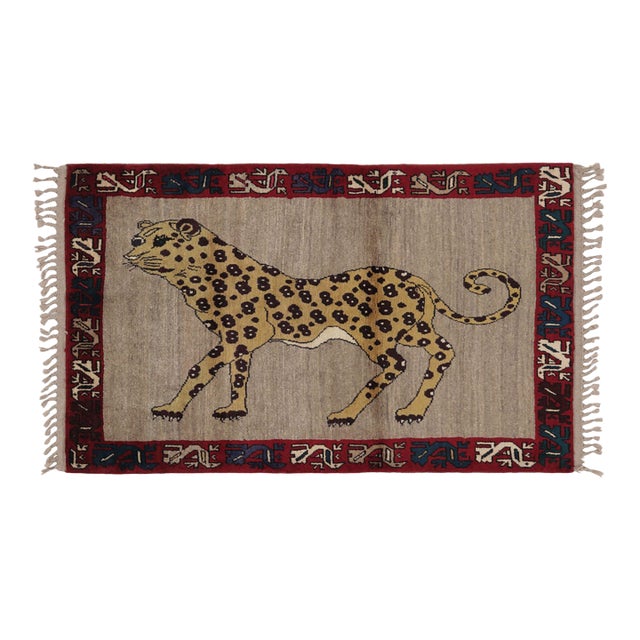 Vintage Leopard Pictorial Gabbeh Rug by Rug & Kilim, Afghanistan, 1950-1959 For Sale