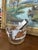 Vintage Mid-Century Modern Ice Bucket With Ducks in Flight and Oak Leaf Motif, Gold Rim, and Stainless Steel Tongs - 2 pcs For Sale In Seattle - Image 6 of 9