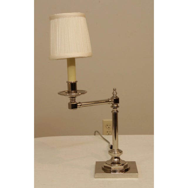 Vintage Chrome Swing Arm Candlestick Desk Lamp with Shade