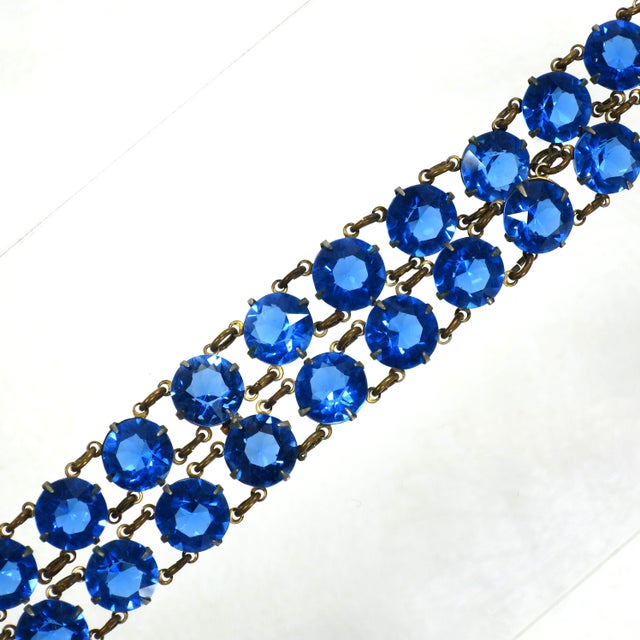 Vintage Austrian Sapphire Crystal Bracelet 1950s For Sale In Orlando - Image 6 of 9