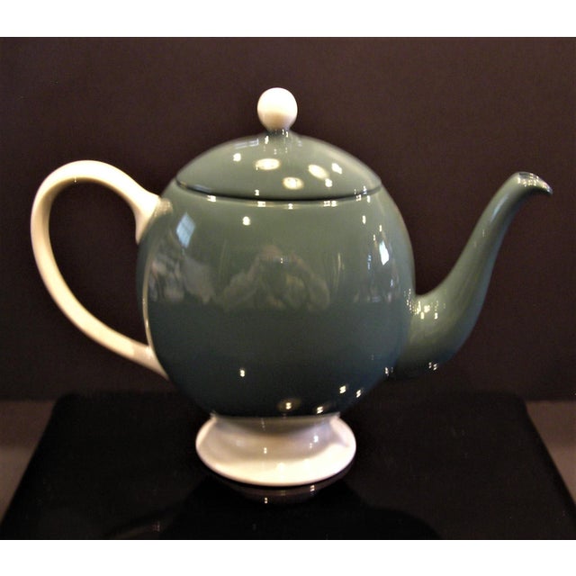 MidCentury Modern GrayGreen With Cream Porcelain China Teapot Chairish