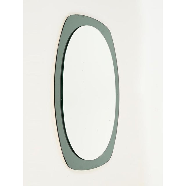 Vintage Italian Oval Sage Green Beveled Mirror from Cristal Art, 1960s For Sale - Image 4 of 12